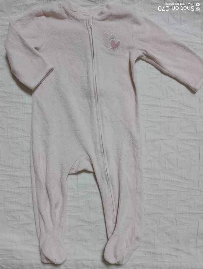 Kiabi pyjama velours rose coeur 12 mois