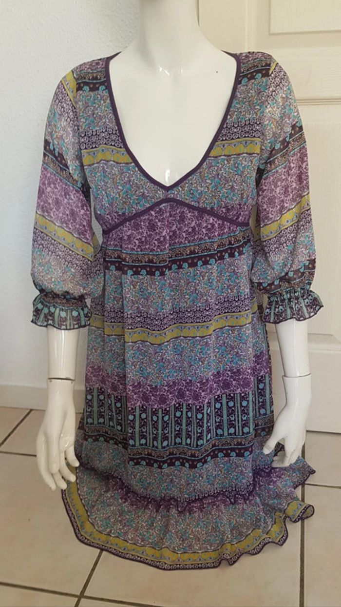 Robe bohème fleurie en voile doublée