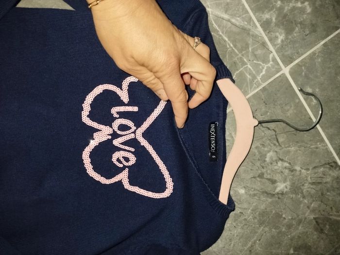 Pull fin fille 6 ans motif papillon paillettes - photo numéro 2