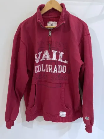 Champion Quarter zip red Mens L