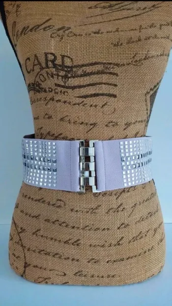 Ceinture élastique lilas carré argenté 75/90 cm
