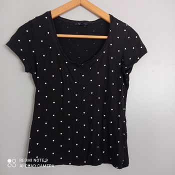 T-shirt noir coeurs blancs t36/38