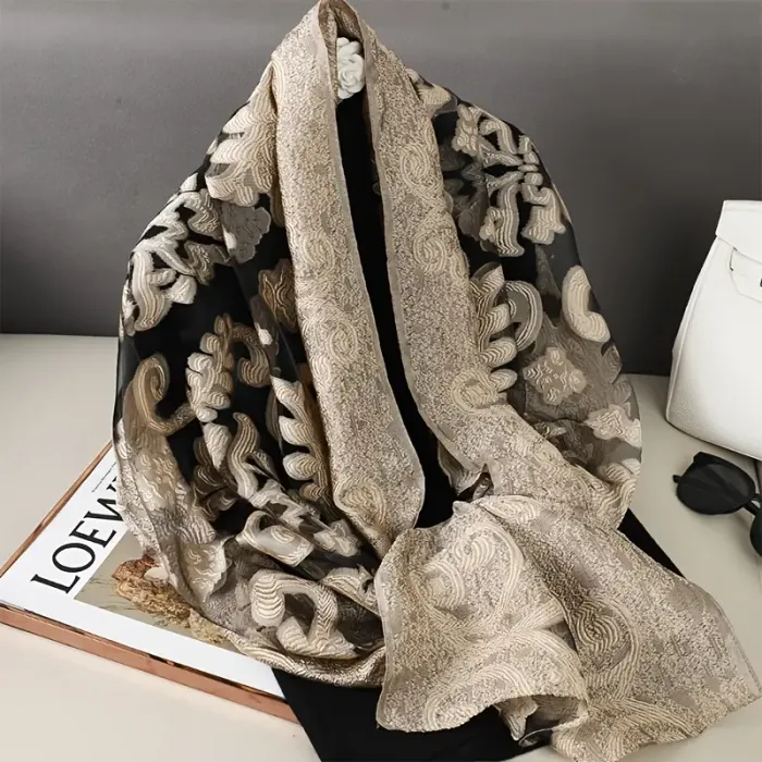 foulard beige marron femme
