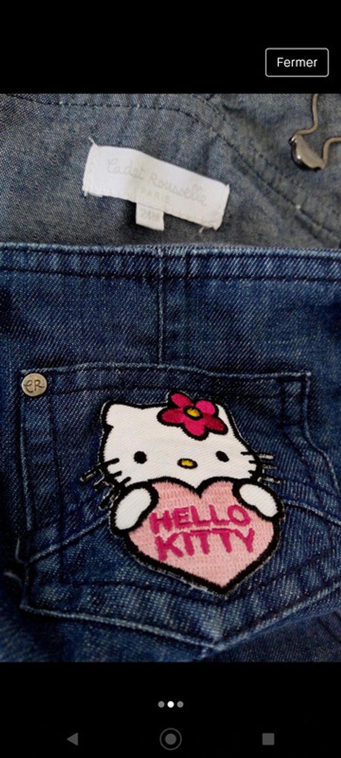 Salopette en jean écusson hello Kitty Cadet Rousselle - photo numéro 2