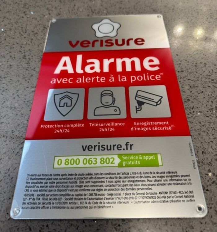 Plaque plexi 15x24cm dissuasive pour alarme connectée verisure Authentique originale
