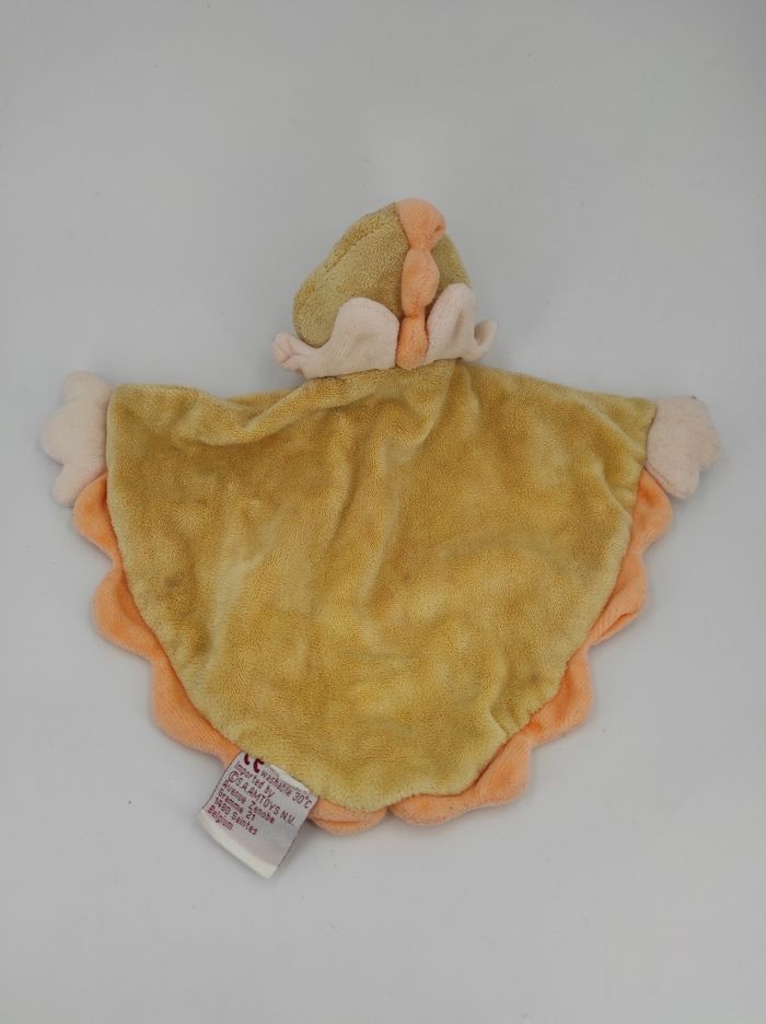 Doudou plat triangle dinosaure jaune orange Bengy - photo numéro 2