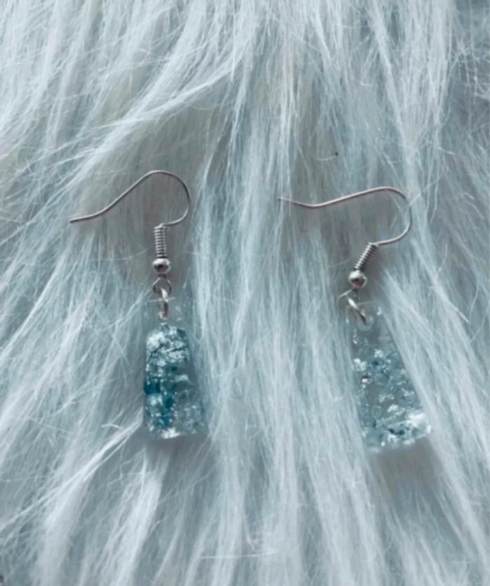 Très belle parure en resine et feuilles argentées🥰 neuf - photo numéro 3