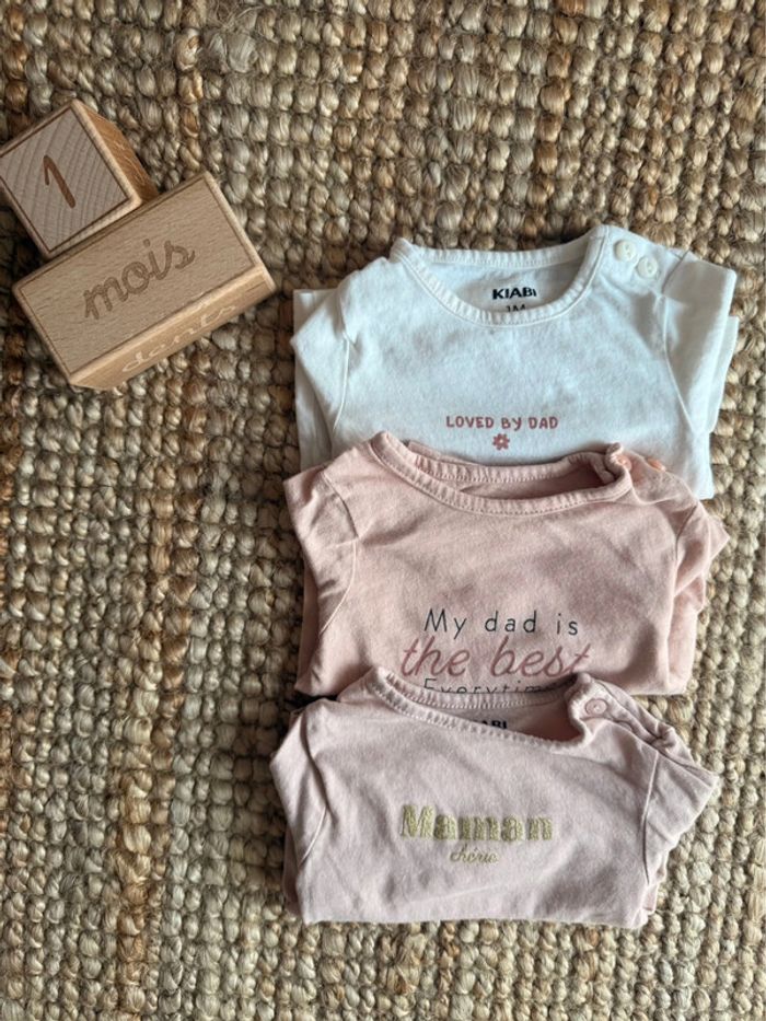 Lot tee shirt manches longues Kiabi 1mois / 54cm