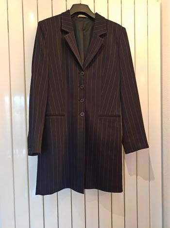 Veste longue femme bleu marine rayée