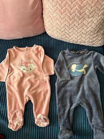 Lot de 2 grenouillères Obaïbi 1 mois