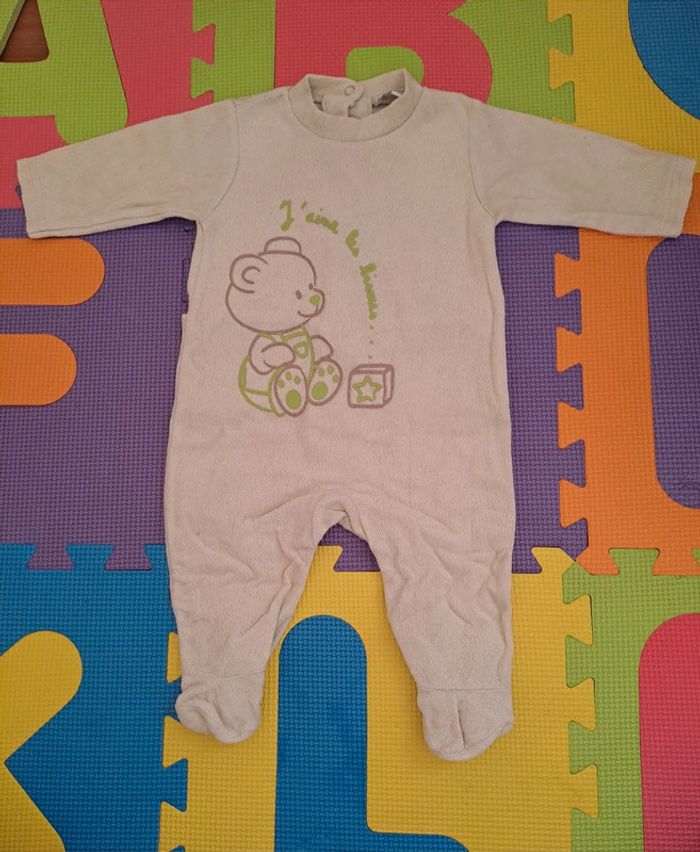 Pyjama grenouillère vert pâle ours, petit kimbaloo, taille 3 mois (62 cm)