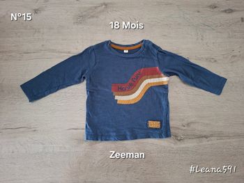 🌷N°15🌷T-shirt Longues Manches - Zeeman - 18 Mois🌷