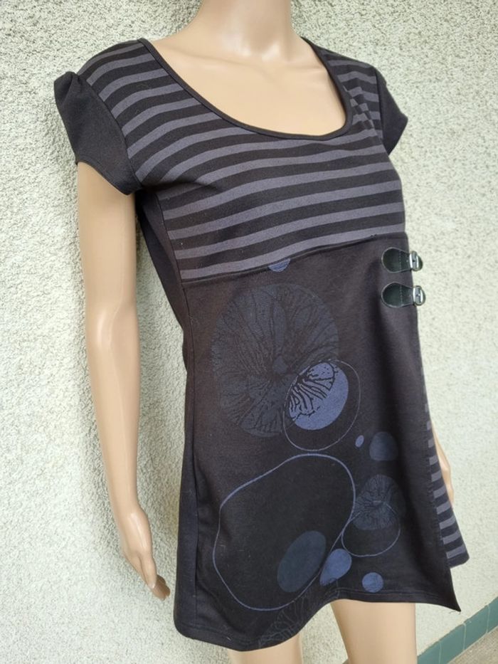 Tunique ou mini-robe noir imprimée - photo numéro 3