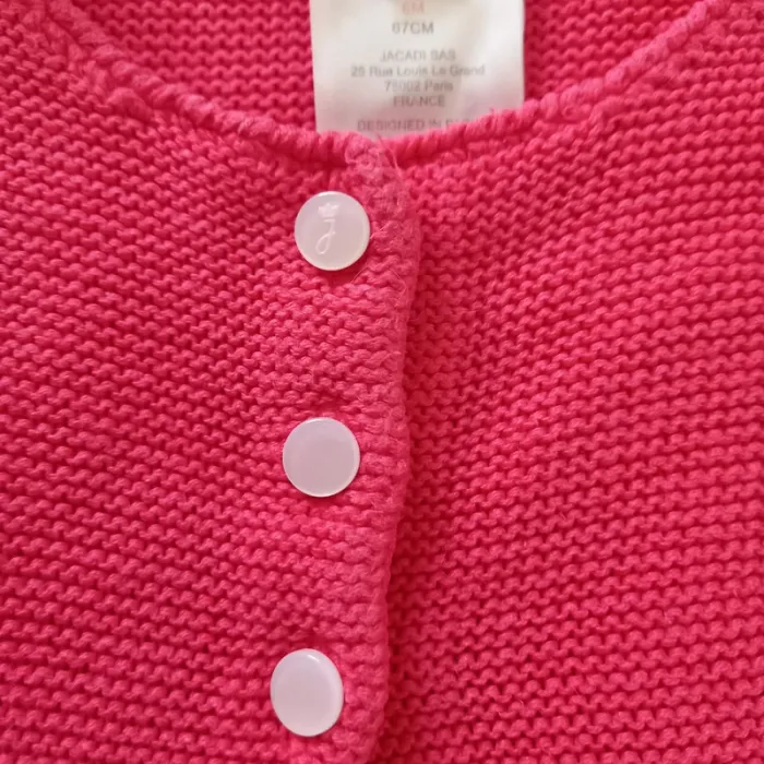 6 mois - Gilet en maille Jacadi rose TBE - photo numéro 2