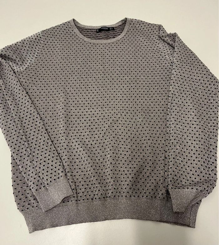 Pull Gris/bleu scintillante Mango L