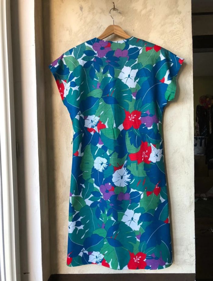 Robe rétro à grosses fleurs vintage XL - photo numéro 12