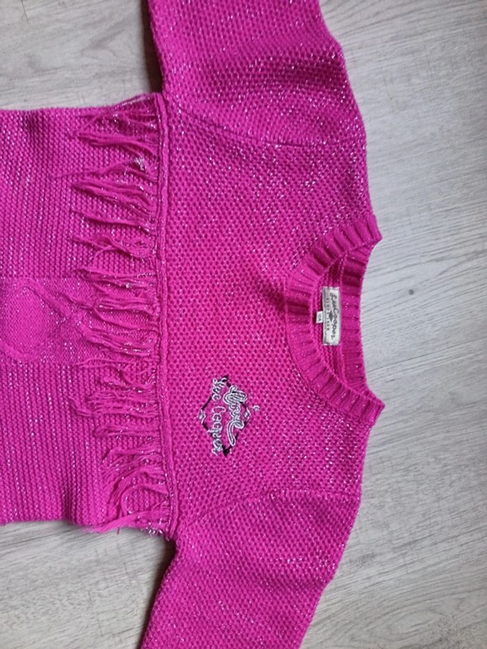 Pull fille 12 ans Lee Cooper rose à paillettes argentée en très bon. - photo numéro 5