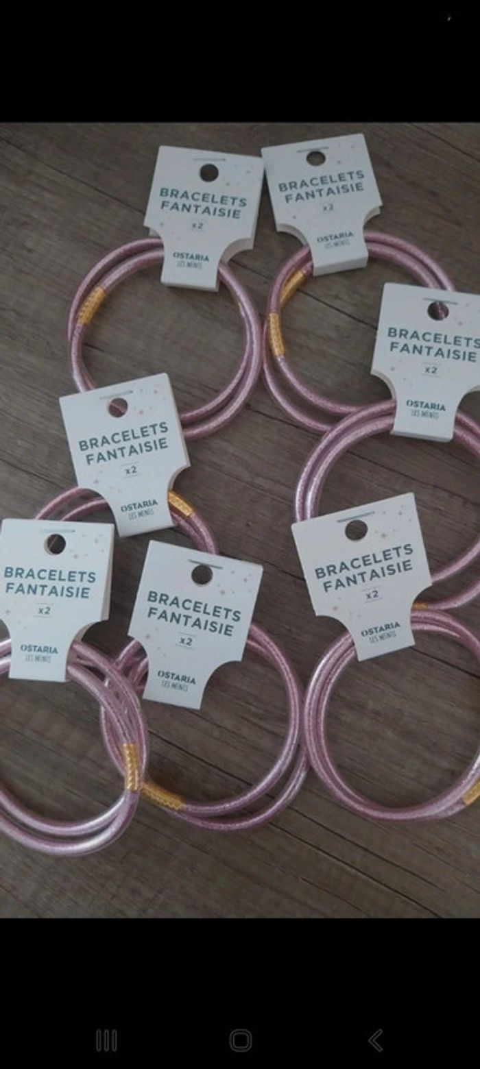 Lots 14 bracelets Joncs à paillettes Rose