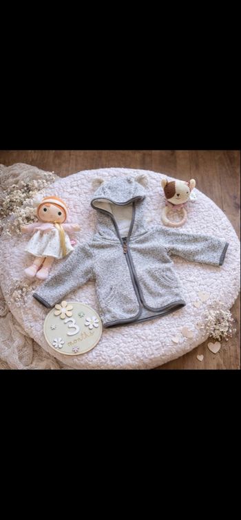 🧥 Veste bébé à capuche – 3 mois – style teddy gr