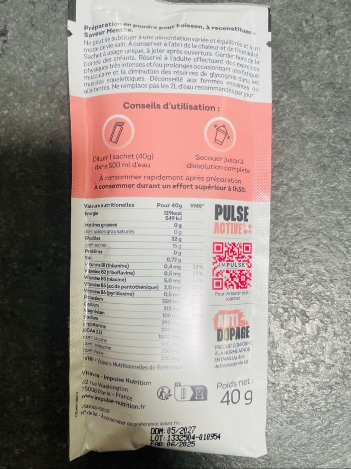 Boisson isotonique d’effort saveur menthe lot de 10 sachets - photo numéro 3