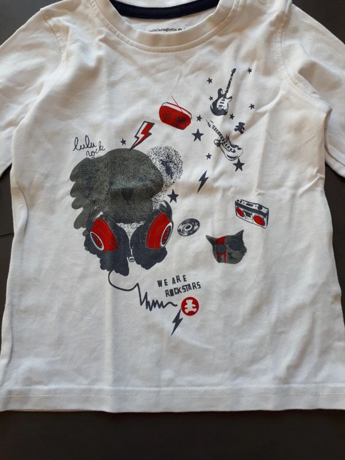 Tee-shirt manches longues état neuf Lulu Castagnette 12 mois - photo numéro 2