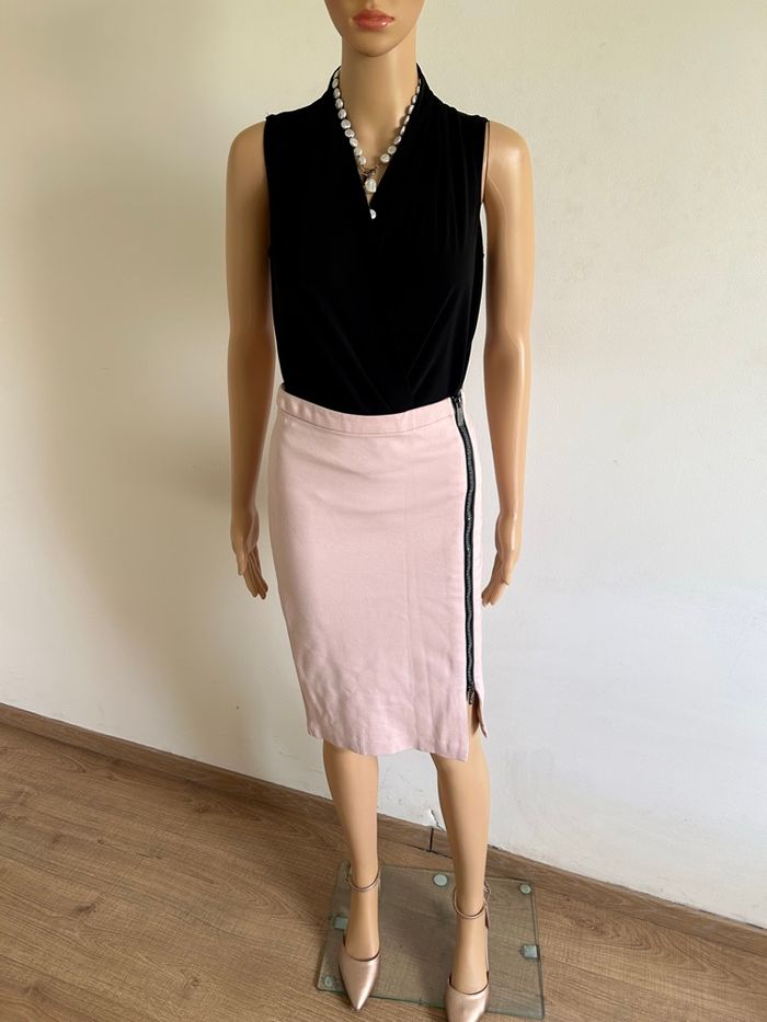 Jupe rose claire mi longue Morgan taille 36 TBE - photo numéro 3