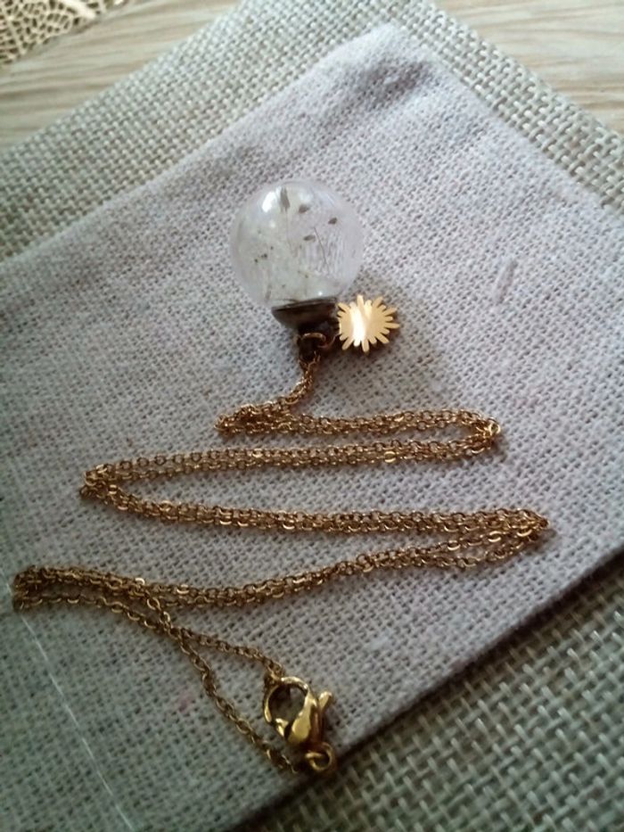 Collier boule de graines de vie et soleil en acier inoxydable - photo numéro 5