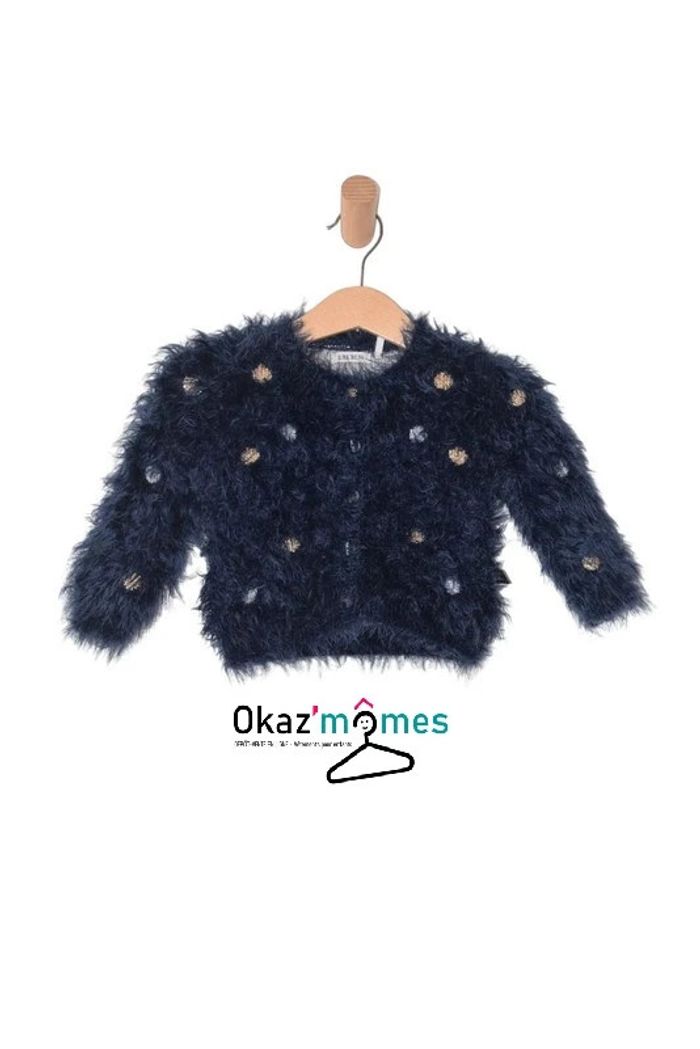 Gilet chaud bleu marine à pois dorés et blancs - IKKS 12 mois (74cm)