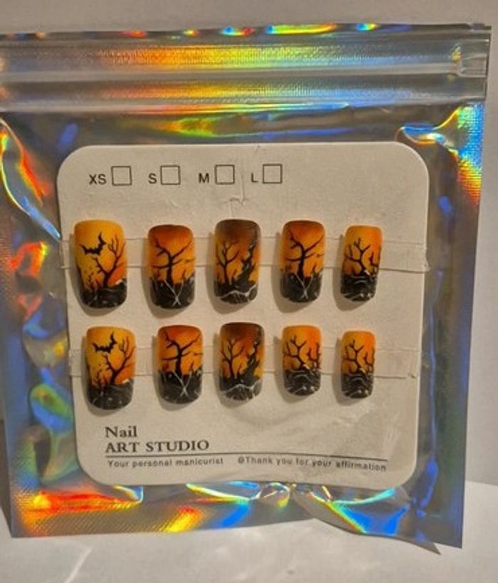 🦇 Faux ongles Halloween Forêt Hantée – 24 pièces pour un look mystique ! 🌕🕸️ - photo numéro 5