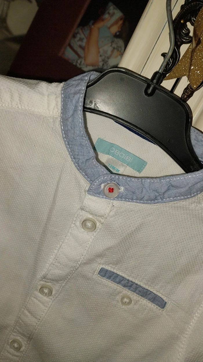 Chemise col mao/ tunisien blanche 100%coton Obaibi neuve 12 mois - photo numéro 3
