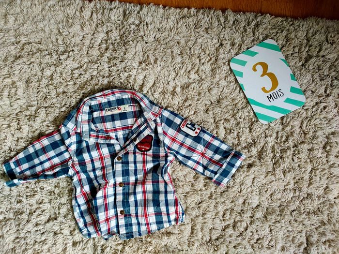 Lot de 2 chemises à carreaux 3 mois - photo numéro 4