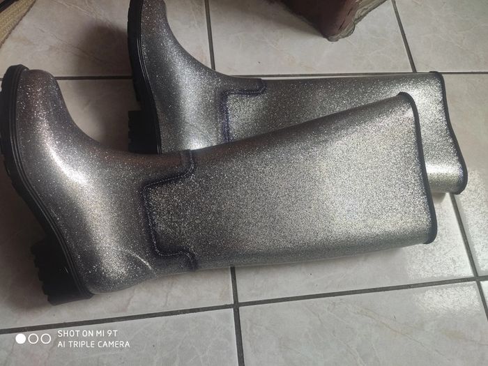 Grande bottes de pluie argenté 35/36 - photo numéro 4