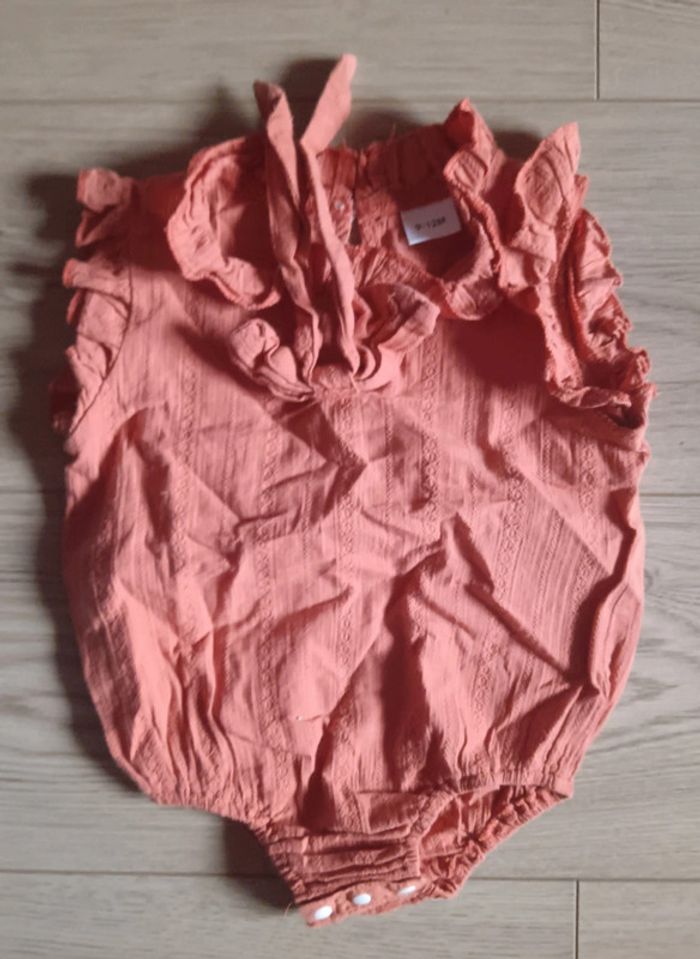Barboteuse vieux rose corail orange 9-12 mois