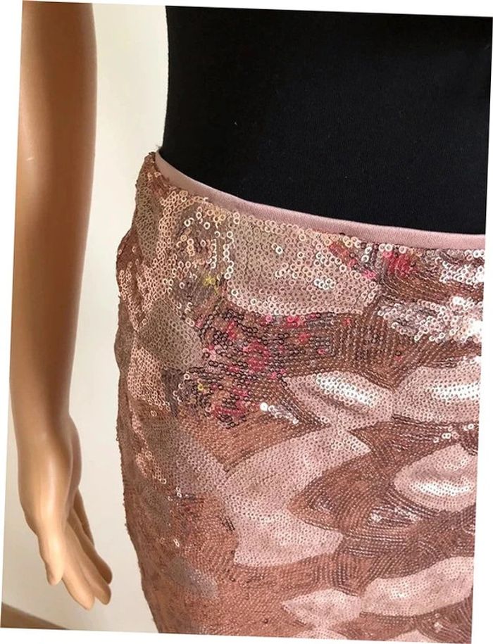 Jupe rose en sequins Morgan taille 34 tBE - photo numéro 5