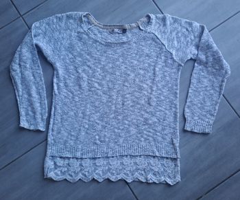 Pull gris à dentelle Kwoman Taille M