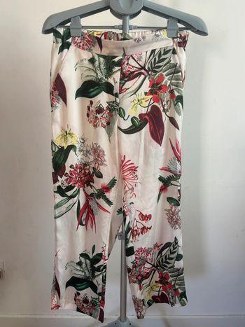 Pantalon léger H&M en polyester fleuri blanc taille L/40