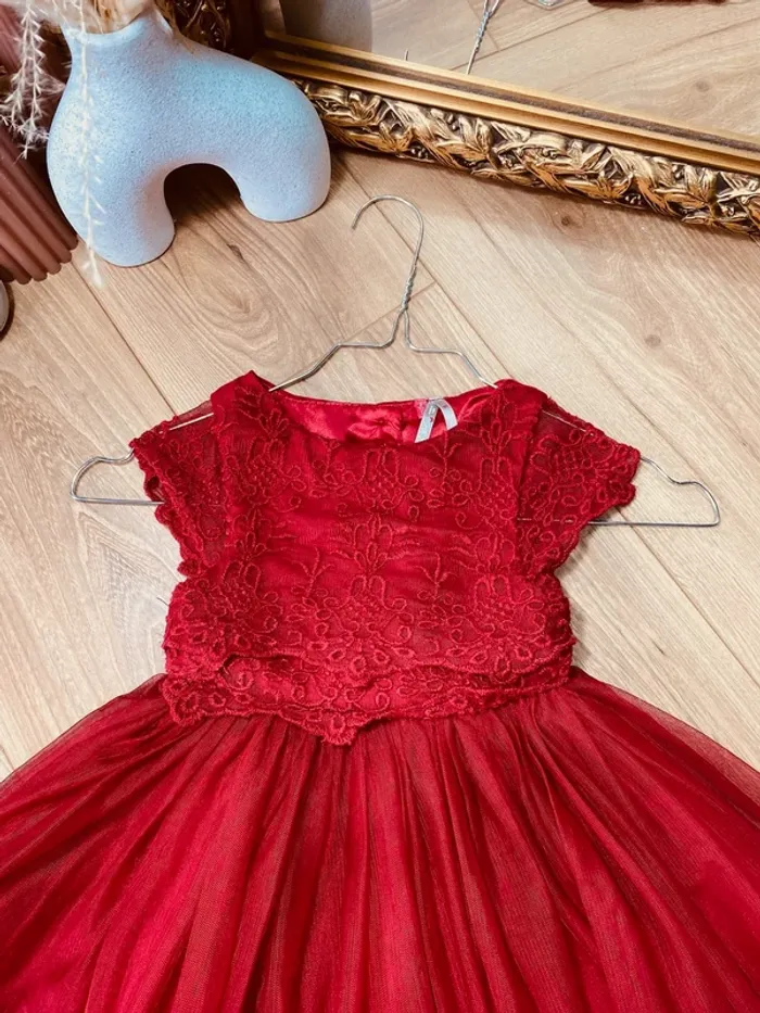 Taille 2 ans Robe princesse fille Orchestra rouge bordeaux * broderie tulle * 🌹 - photo numéro 4
