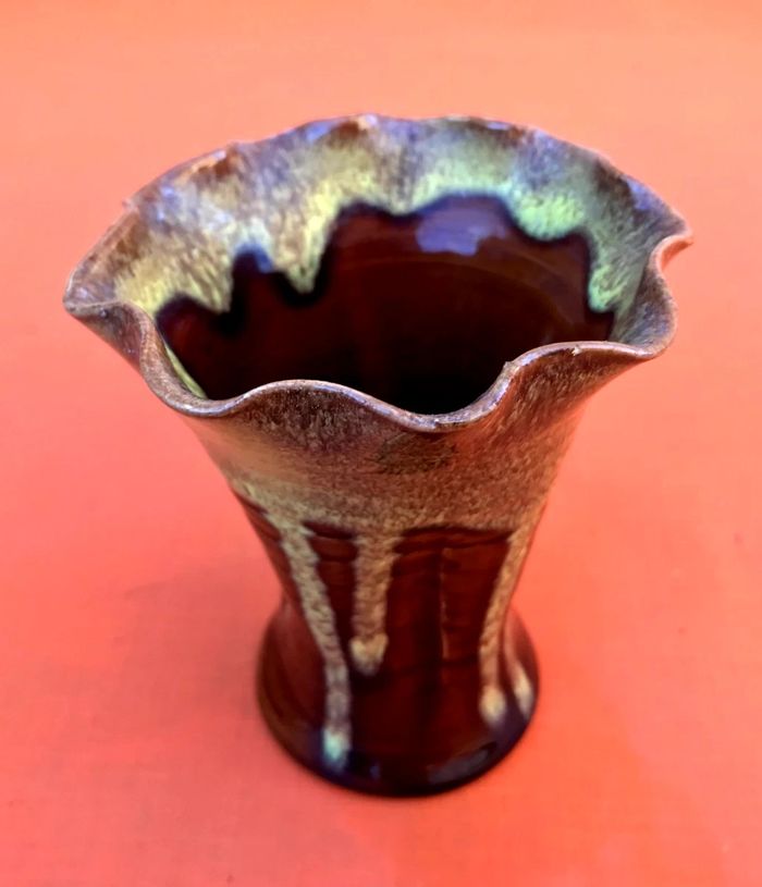 Années 1950 Vase Cornet style Vallauris Céramique émaillée - photo numéro 2