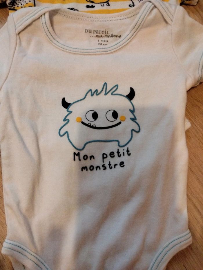 Lot 2 bodys manches courtes taille 1 mois - photo numéro 2