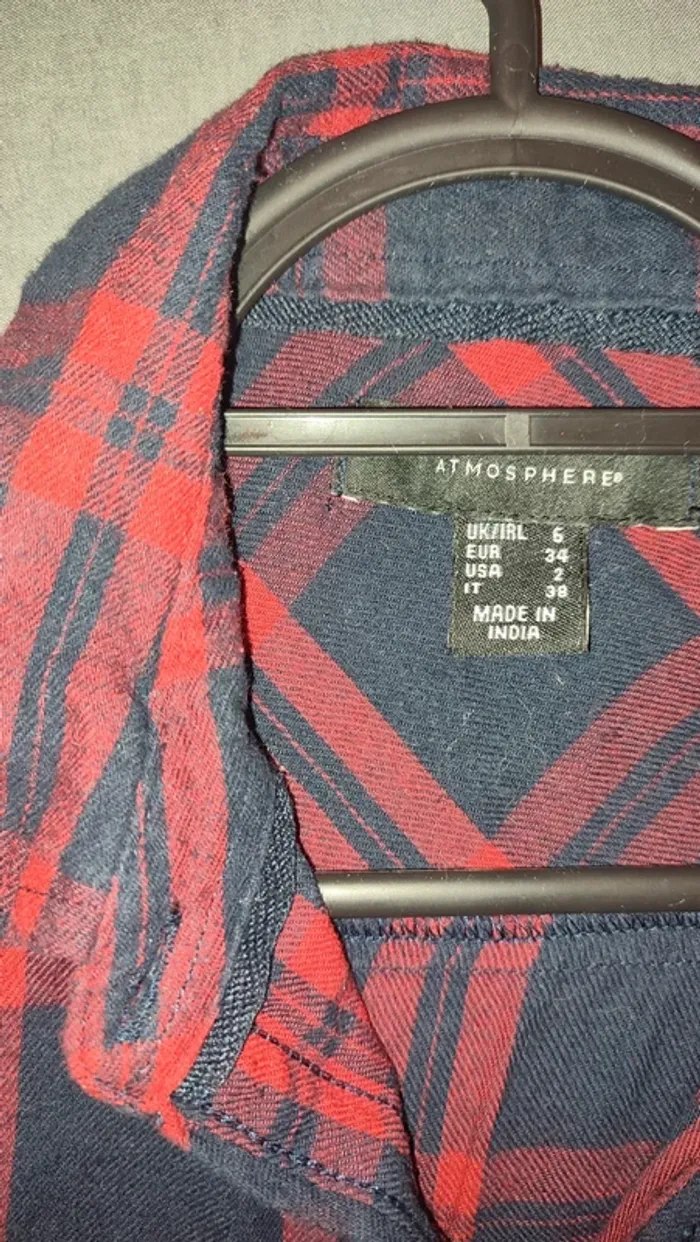 Chemise carreaux noir et rouge manches longues - photo numéro 3