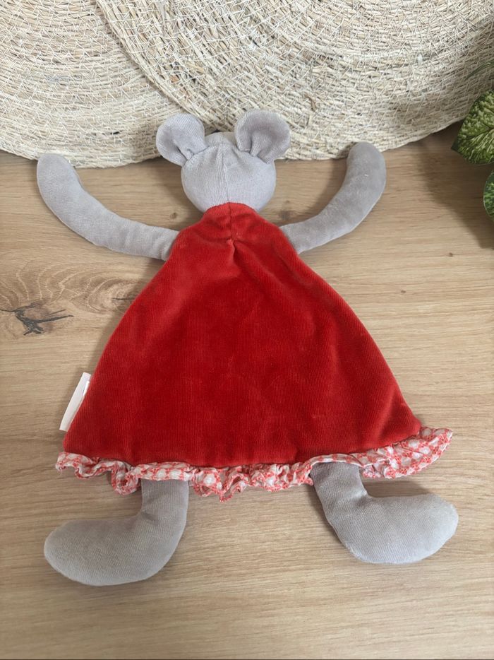 Doudou plat souris rouge pois la grande famille moulin roty - photo numéro 3