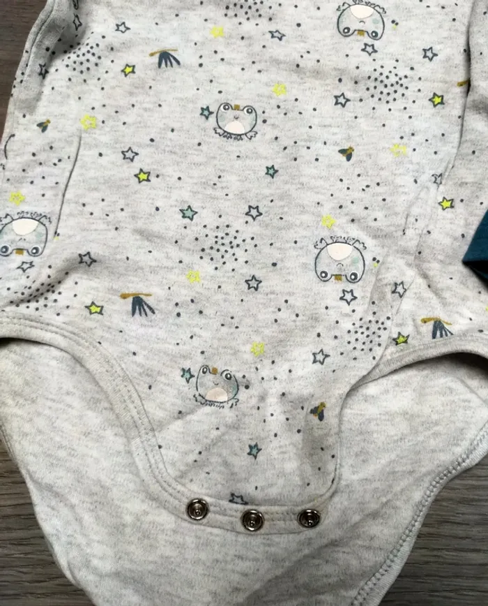 2 bodies manches longues grenouille 🐸 garçon 12 mois Petit Béguin - photo numéro 3