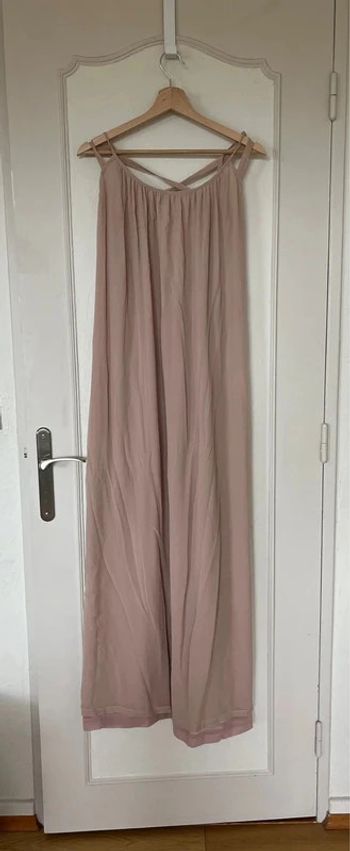 Robe longue en soie Bel-Air rose taille 1 (36) fluide & bretelles réglables