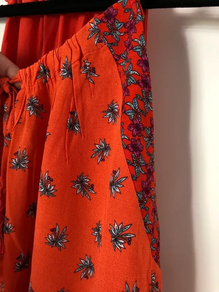 Top à bretelles corail et rose à fleurs Etam taille S - photo numéro 5