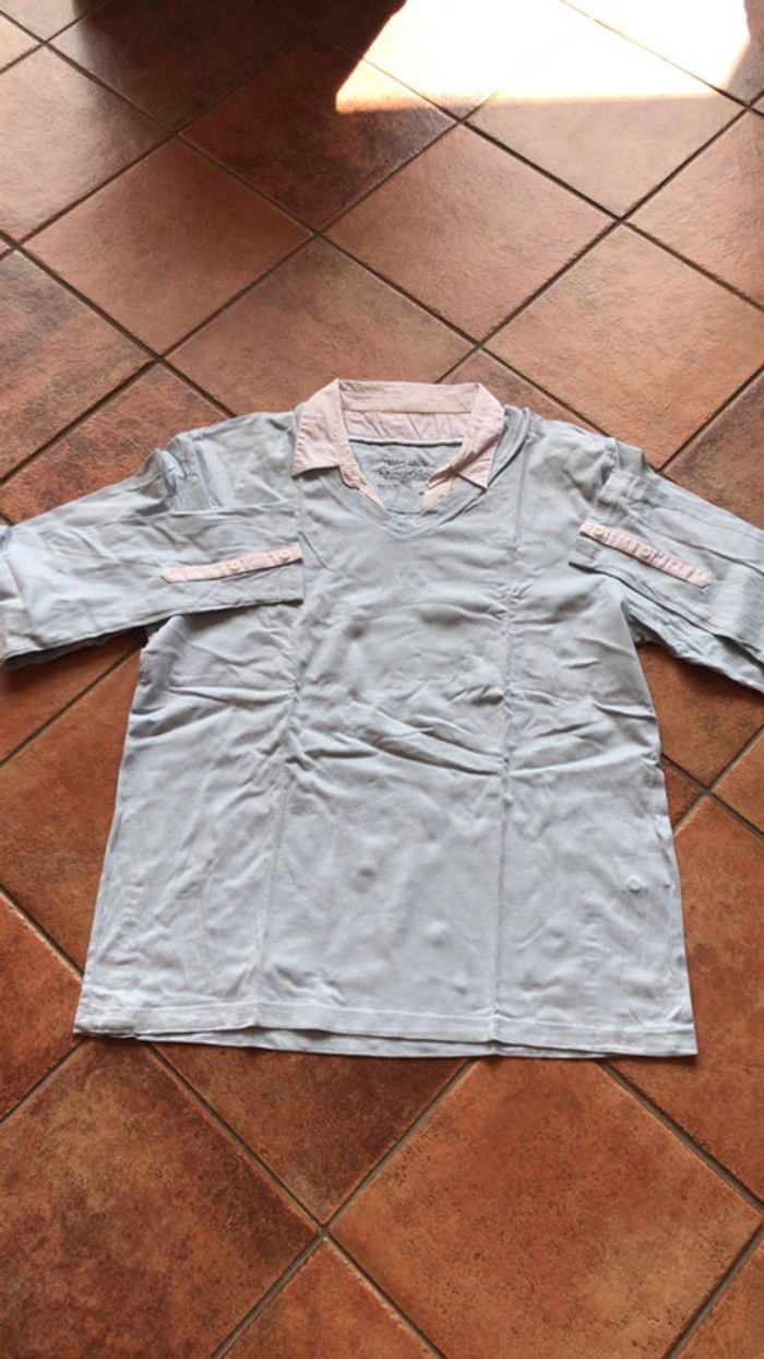 Teddy Smith t shirt col chemise bleu très clair