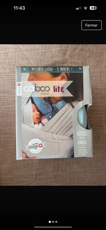 Porte bébé physiologique Caboo lite carrier bleu