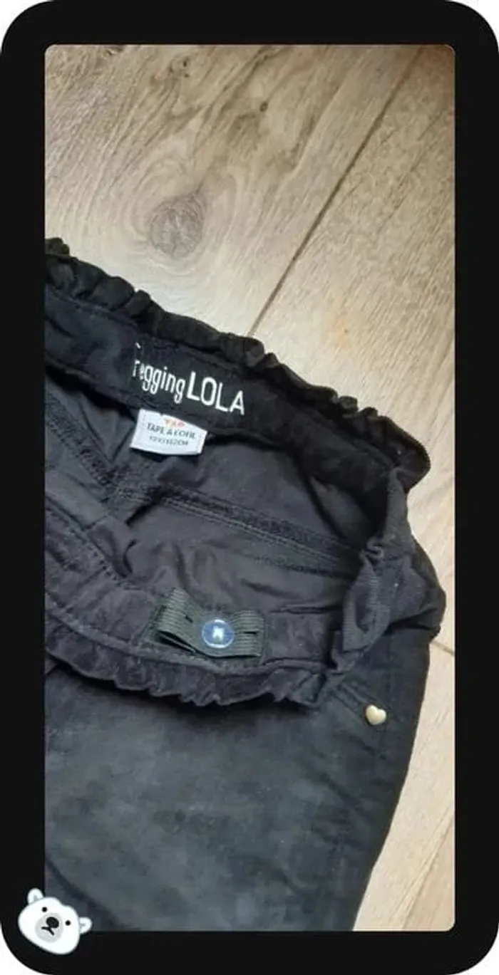 Pantalon tregging velours noir tape à l'oeil 12 ans neuf - photo numéro 2