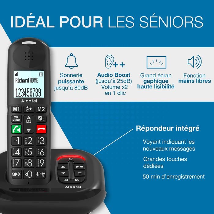 NEUF – Téléphone fixe sans fil DECT "ALCATEL XL685 Voice Duo" pour senior avec répondeur intégr - photo numéro 6