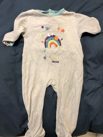 Pyjama velours bleu pale arc en ciel 18 mois