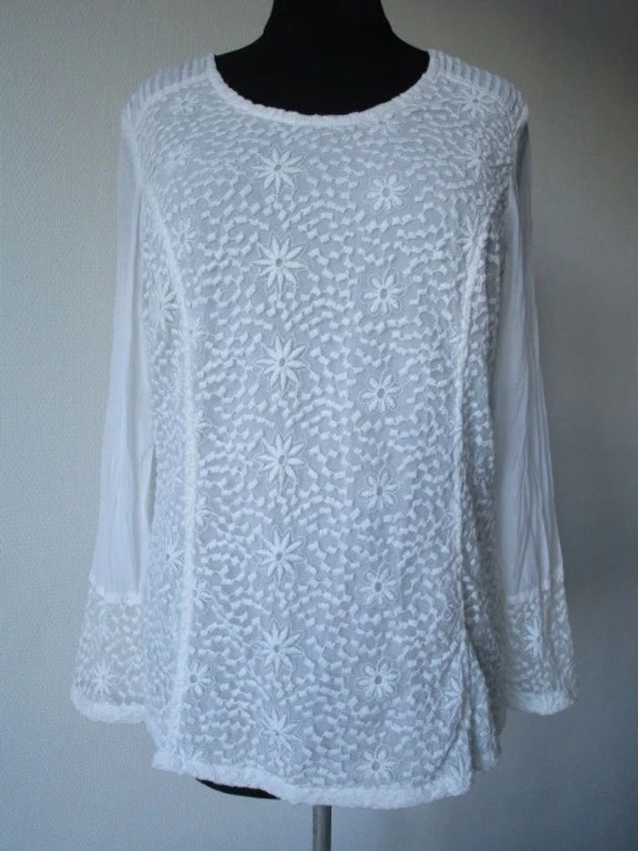 Blouse/tunique broderies fleurs Jac Jac 40 TBE - photo numéro 2